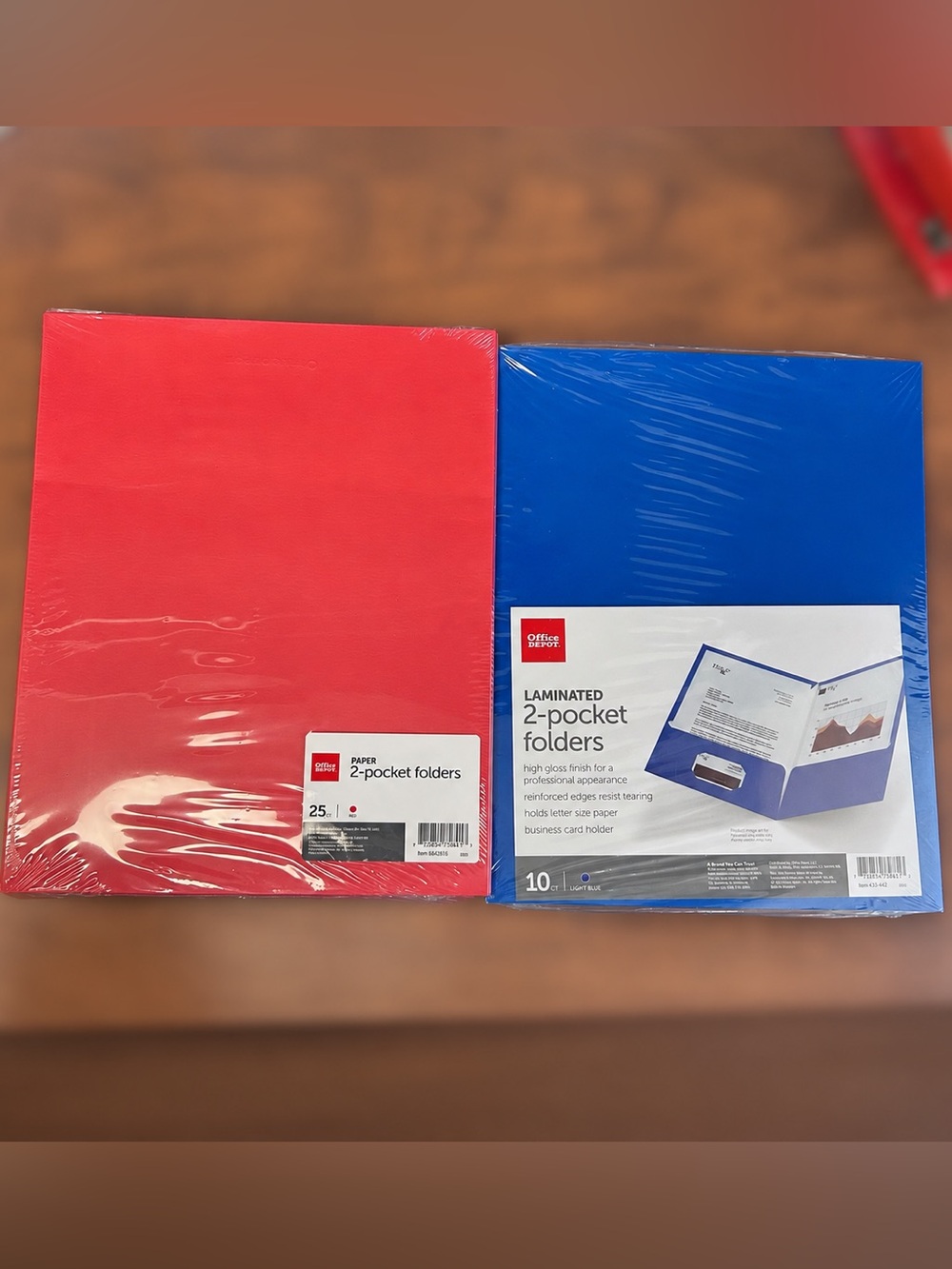Red & Blue Laminated 2-Pocket Folders